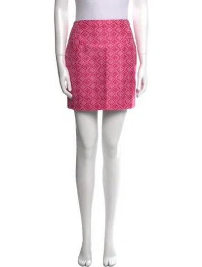 Pre-owned Marine Serre Printed Mini Skirt In Pink