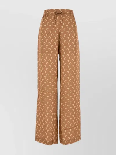 MARINE SERRE PRINTED PATTERN SATIN PALAZZO PANT
