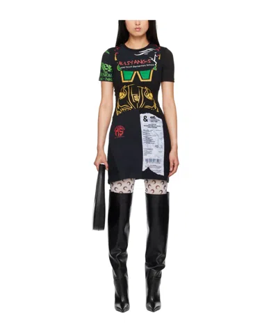 Marine Serre Printed Round Neck Dress In Black
