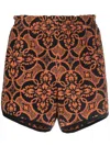 Marine Serre Towelling Finish Running Shorts With Graphic Print
