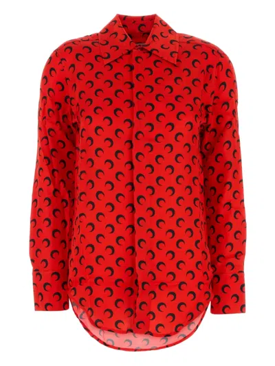 Marine Serre Camicia In Viscosa Rossa In Orange