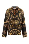 Marine Serre Chain-print Silk Shirt In Black