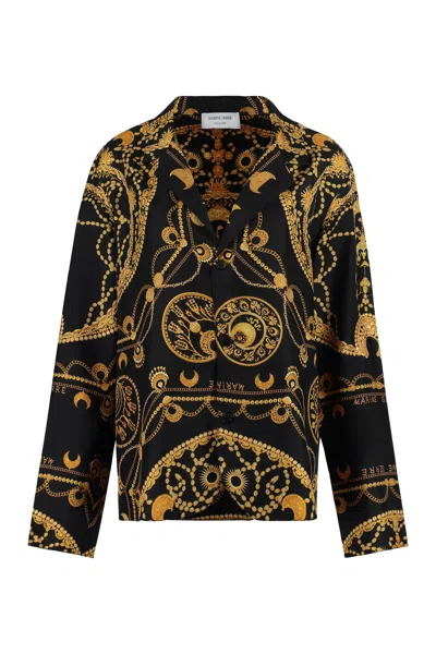 Marine Serre Printed Silk Shirt In Yellow