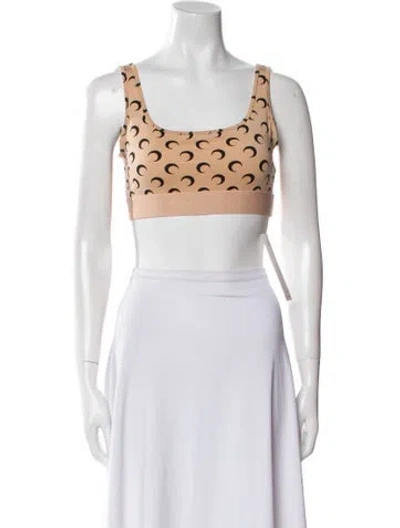 Pre-owned Marine Serre Printed Square Neckline Crop Top W/ Tags In Neutral