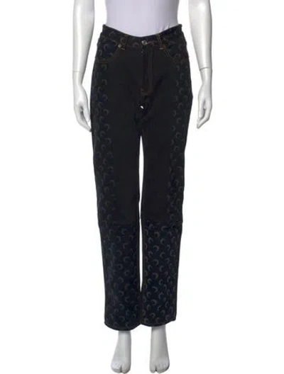 Pre-owned Marine Serre Printed Straight Leg Pants W/ Tags In Blue