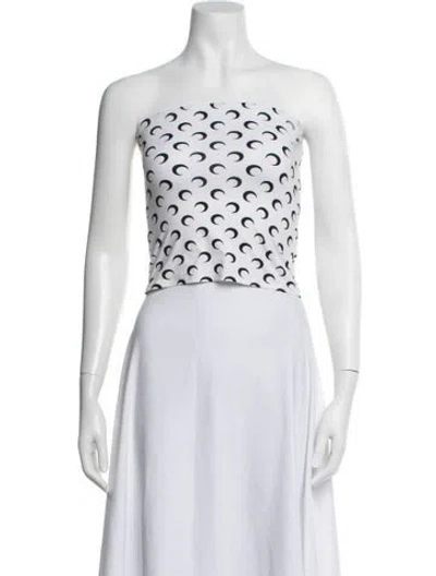 Pre-owned Marine Serre Printed Strapless Crop Top In White