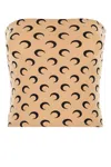Marine Serre Beige Moon Printed Jersey Second Skin Tube Top In Tan