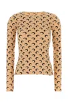 Marine Serre Recycled Moon Jersey Crewneck In Tan In Brown