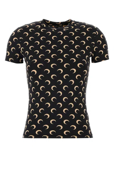 Marine Serre Printed Stretch Nylon T-shirt In Brown