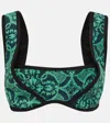 Marine Serre Bedrucktes Bralette Aus Frottee In Oriental Green