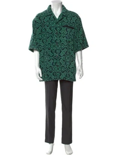 Pre-owned Marine Serre Printed Three-quarter Sleeve Shirt In Green