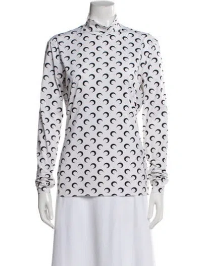 Pre-owned Marine Serre Printed Turtleneck Top In White