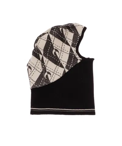 Marine Serre Printed Twisted Knitted Hat In Black