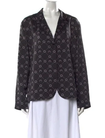 Pre-owned Marine Serre Printed V-neck Top In Black
