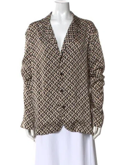 Pre-owned Marine Serre Printed V-neck Top In Neutral