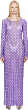 Marine Serre Purple Moon Printed Mesh Panelled Maxi Dress