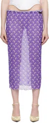 Marine Serre Purple Recycled Moon Mesh Midi Skirt
