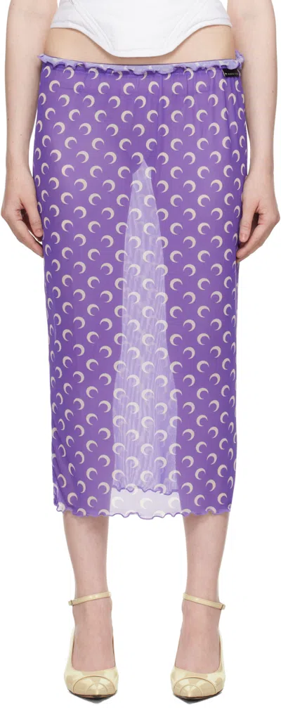 Marine Serre Purple Recycled Moon Mesh Midi Skirt