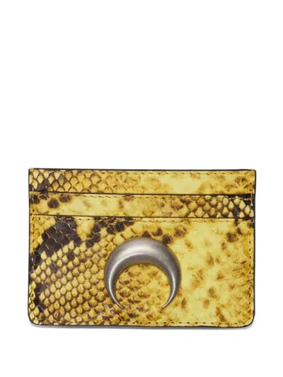 Marine Serre Python Leather-effect Silver Moon Logo Card Holder In Yellow
