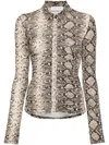 Marine Serre Python-print Draped Blouse In Brown