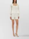 Marine Serre Fitted White Top With Square Neckline And Floral Embroidery