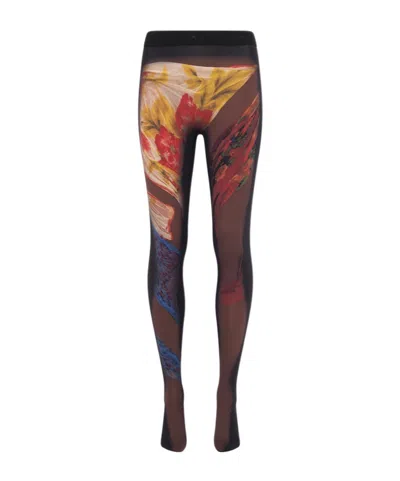 Marine Serre Recycled Draped Statue Jersey Leggings In Dark Brown Cape Statue