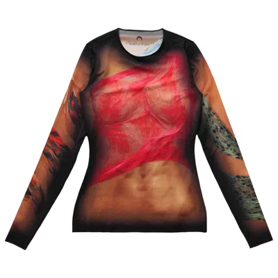 Pre-owned Marine Serre Recycled Draped Statue Jersey Second Skin Crewneck Top 'dark Beige' | Tan | Women's Siz