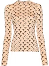 Marine Serre Recycled Jersey Crew Neck Moon Second Skin In Multi
