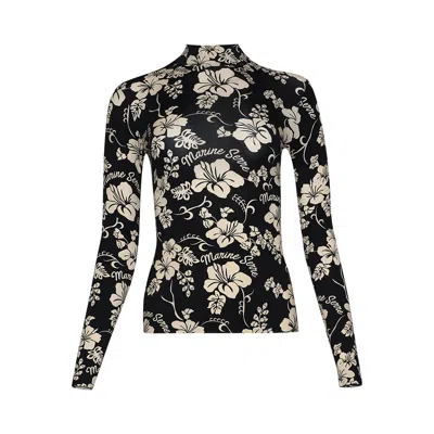 Pre-owned Marine Serre Recycled Jersey High Neck Second Skin 'black'
