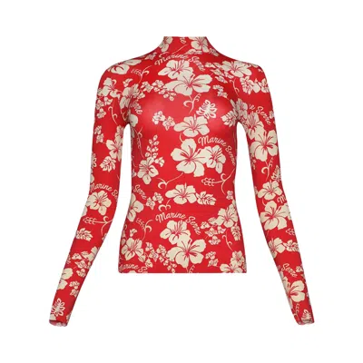 Pre-owned Marine Serre Recycled Jersey High Neck Second Skin 'red'