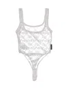 Marine Serre Mesh Flock Bodysuit Recyclé In White