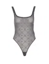 Marine Serre Recycled Mesh Flock Bodysuit In Grey