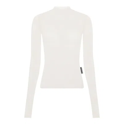 Marine Serre Recycled Mesh Flock Highneck Top In Neutral