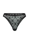 Marine Serre Moonogram High-cut Flocked Mesh Briefs In Nero