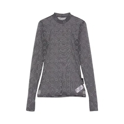 Pre-owned Marine Serre Recycled Mesh Flock Short-sleeve Highneck Top 'stone Grey'