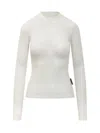 Marine Serre Recycled Mesh Flock Second Skin Highneck Top In White