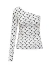 Marine Serre Moon Jersey Second Skin Asymmetric Top Optical White In White