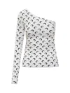 Marine Serre Moon Jersey Second Skin Asymmetric Top Optical White In White