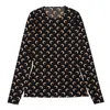 Marine Serre Recycled Moon Jersey Crewneck Top In Black In Nero/beige