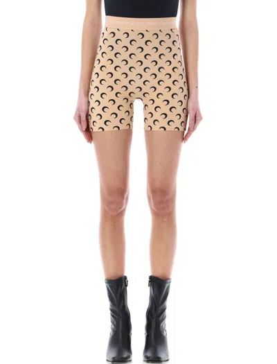 Marine Serre Beige Moon Shorts In Brown