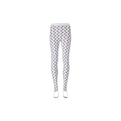 Marine Serre Crescent Moon Lycra Leggings With All-over Logo In White