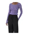 Marine Serre Recycled Moon Mesh Second Skin Cropped Top In Moon Printed Mesh Lavender