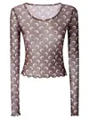 Marine Serre Recycled Moon Mesh Ss Cropped Top