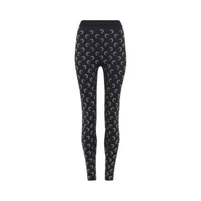 Pre-owned Marine Serre Recycled Moon Strass Jersey Stirrup Leggings 'black' | Women's Size Xs