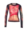 Marine Serre Multicolor Top With Draped Details And All-over Graphic Print In Tech Fabric Woman In Multicolour