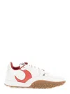Marine Serre White Recycled Nylon And Leather Sneakers With Crescent Moon Motif In White