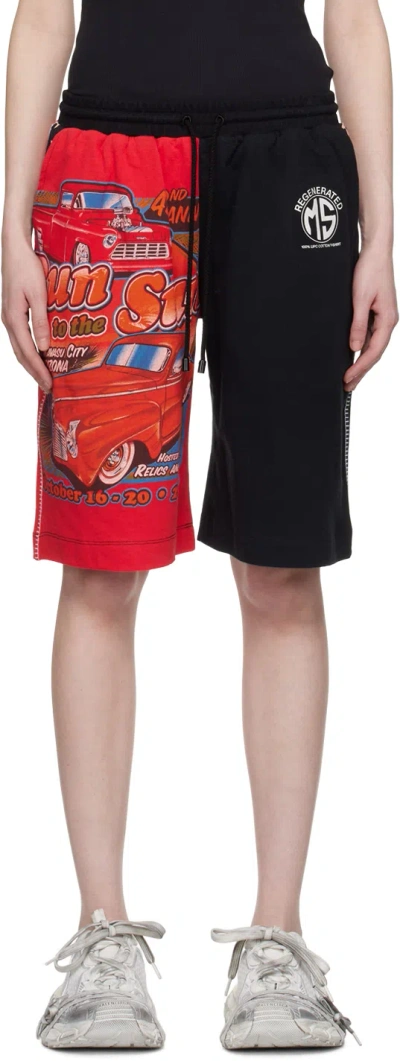 Marine Serre Red & Black Printed Shorts In Rd10 Red