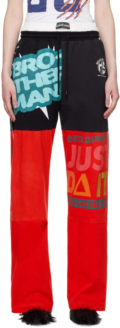 Marine Serre Red & Black Regenerated Graphic Lounge Pants In Rd10 Red