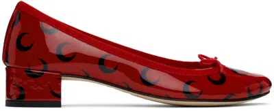 MARINE SERRE RED & BLACK REPETTO EDITION CAMILLE MOON PRINTED LEATHER HEELS