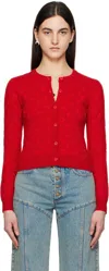 Shop Marine Serre Red Moon Jacquard Knit Fitted Cardigan In Rd10 Red